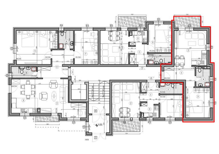 Pozicija stana 3 na arhitektonskom planu prizemlja